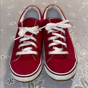 KEDS Red Canvas Sneakers with White Laces
